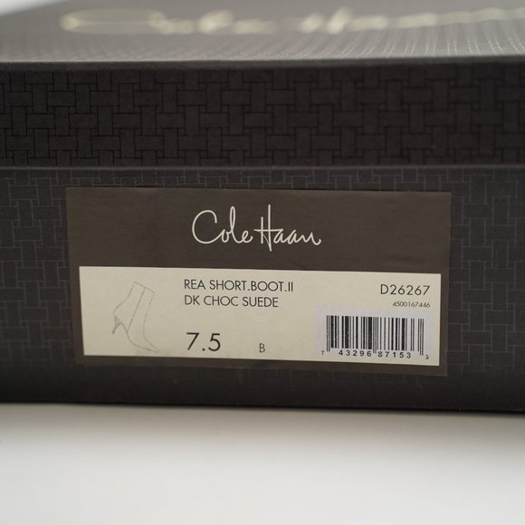 Cole Haan "Rea Short Boot" Dark Chocolate Suede - Picture 10 of 11